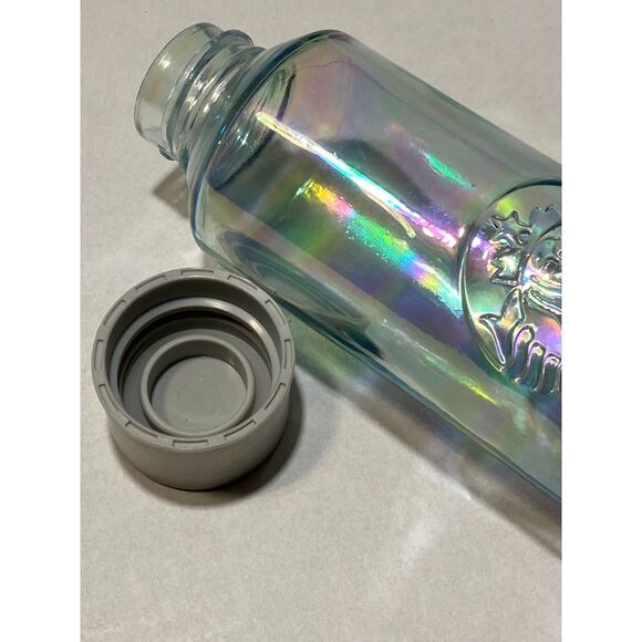 Starbucks Iridescent Rainbow Water Bottle 20 oz Recycled Glass 2019 - Picture 4 of 5
